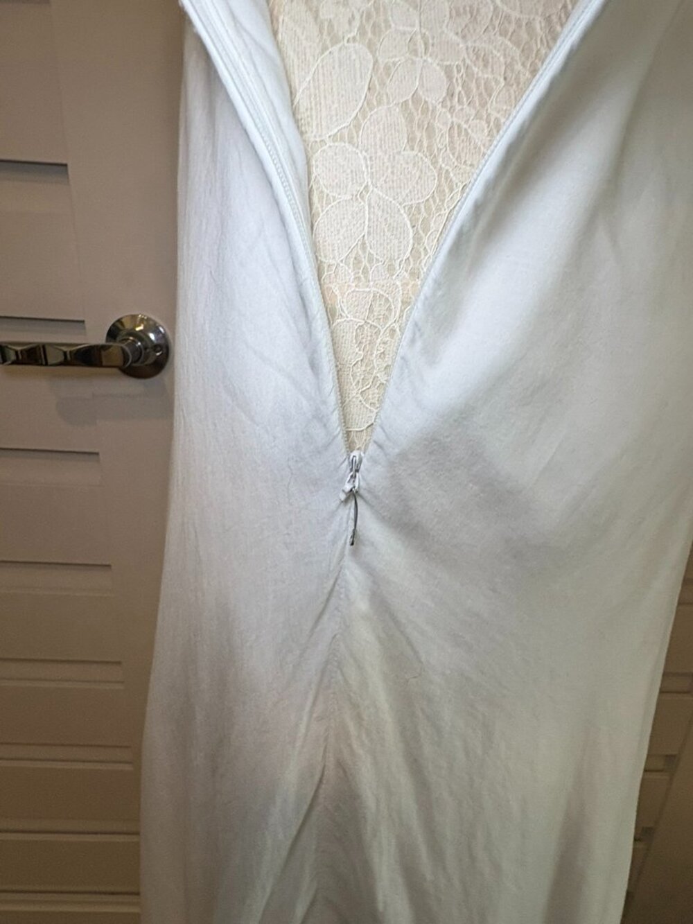 Catherine Malandrino Victorian Romantic White Fairycore Lace V Neck Maxi Dress - Picture 15 of 16